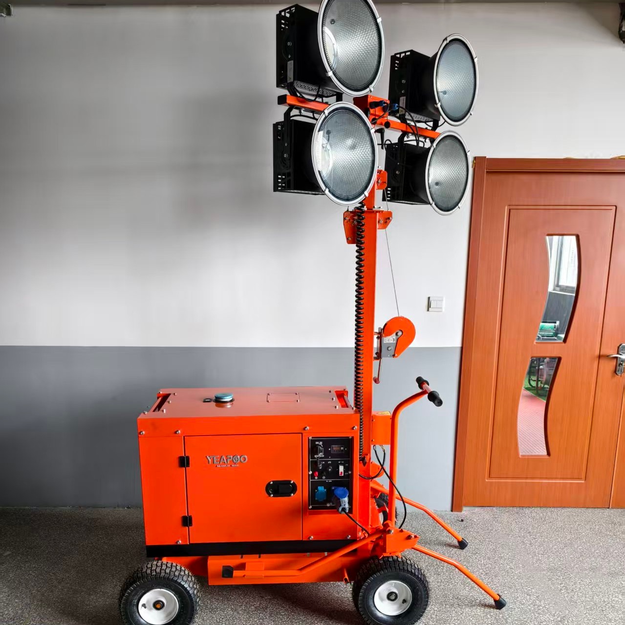 Silent Mobile light tower with trailer